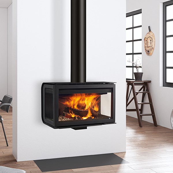 Cheminée acier City suspendue 3 vitres Rocal