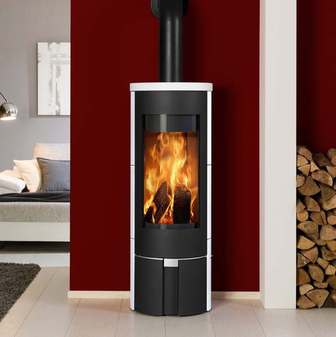 Poêle a bois Aura en céramique Blanche de Fonte Flamme