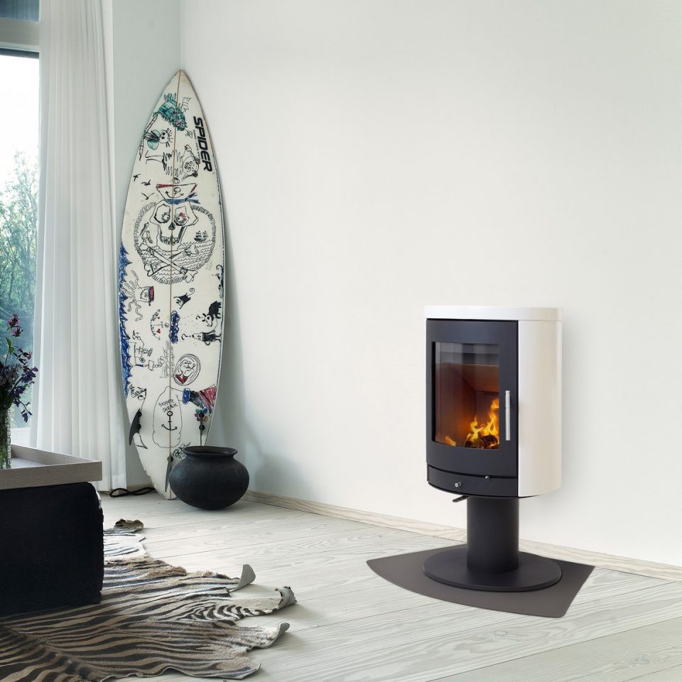 poêle à bois heta 850 céramique blanche
