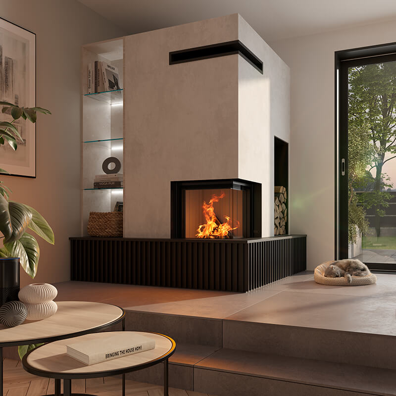 Spartherm - cheminée bois angle à doigte